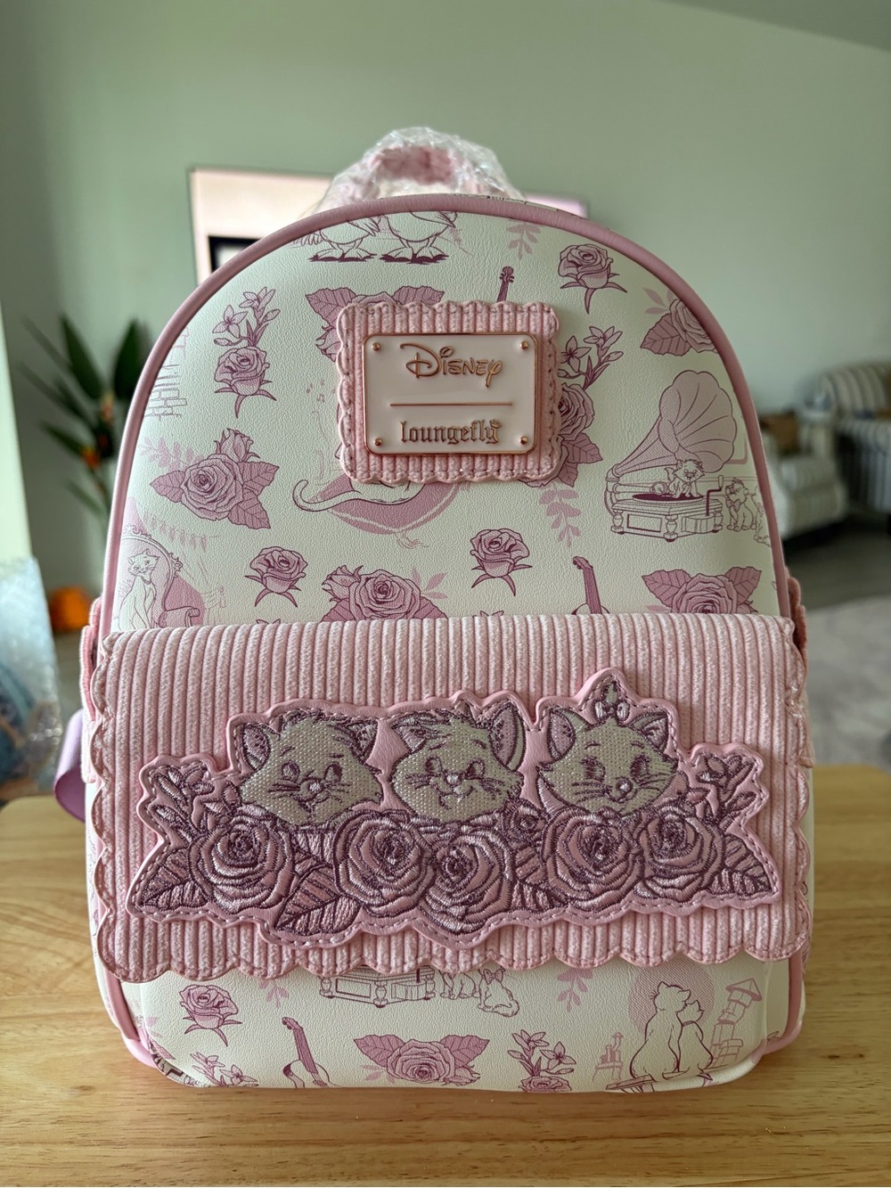 Loungefly Pink Aristocats Mini Backpack with Embroidered Kittens